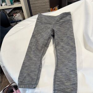 Lululemon Athletica Gray and Yellow Capris with Stretchy Fabric